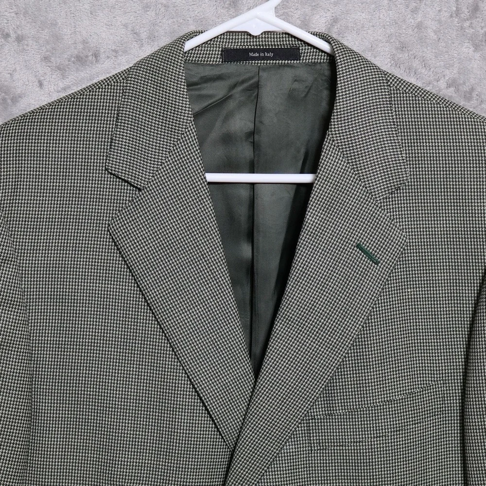 Ermenegildo Zegna Sport Coat Men 46 Green Check Two-Button Australian Wool Italy